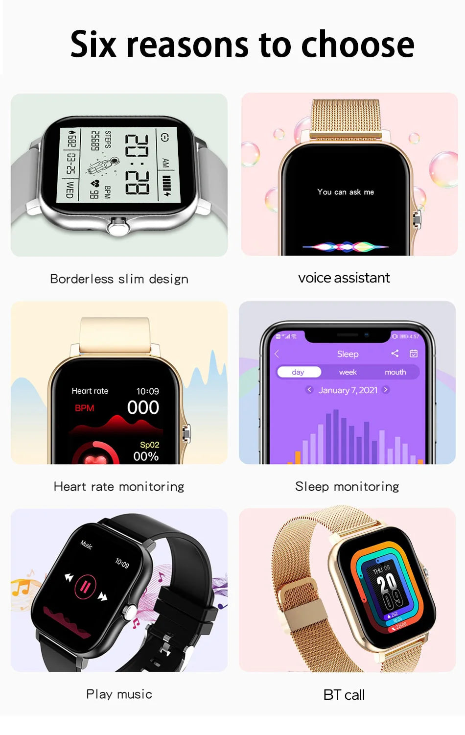 Montre connectée pour hommes et femmes, téléphone Android, écran couleur 2023 pouces, entièrement tactile, cadran personnalisé, appel Bluetooth, 1.44