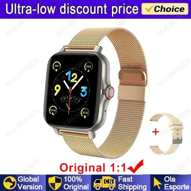 Montre connectée pour hommes et femmes, téléphone Android, écran couleur 2023 pouces, entièrement tactile, cadran personnalisé, appel Bluetooth, 1.44
