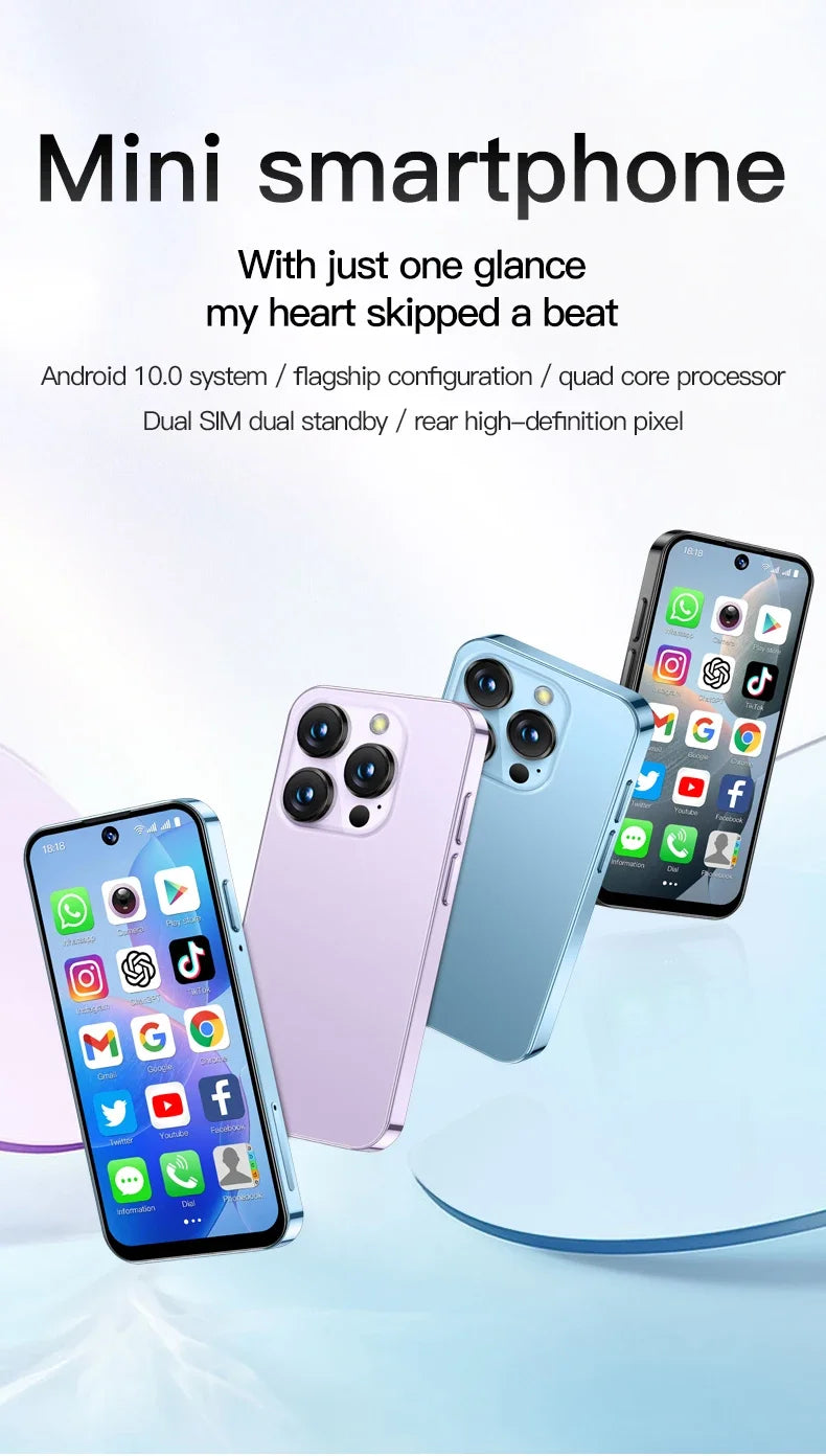 SOYES XS19 Mini Smartphone 3.88 pouces 2GB RAM 16GB ROM Android10.0 avec reconnaissance faciale double SIM veille réseau 3G petit téléphone