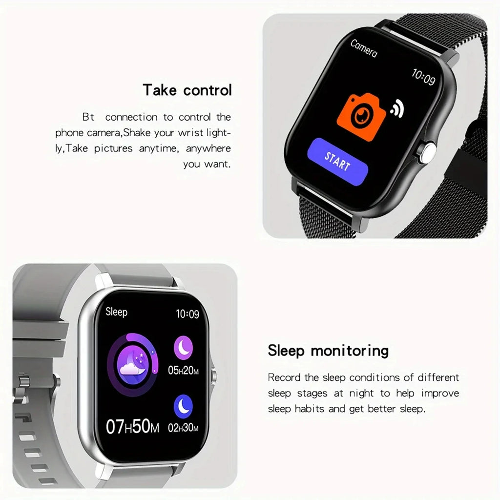 Montre connectée pour hommes et femmes, téléphone Android, écran couleur 2023 pouces, entièrement tactile, cadran personnalisé, appel Bluetooth, 1.44
